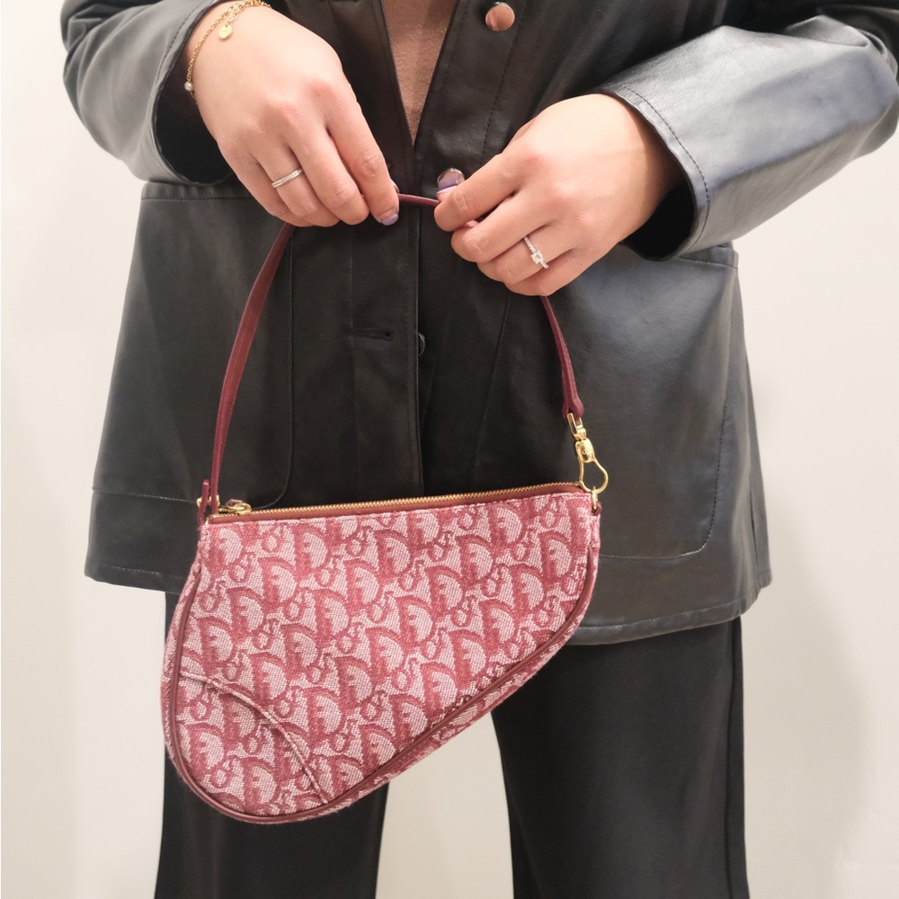 Dior Maroon Monogram Saddle Shoulder Bag - Picture 11 of 11